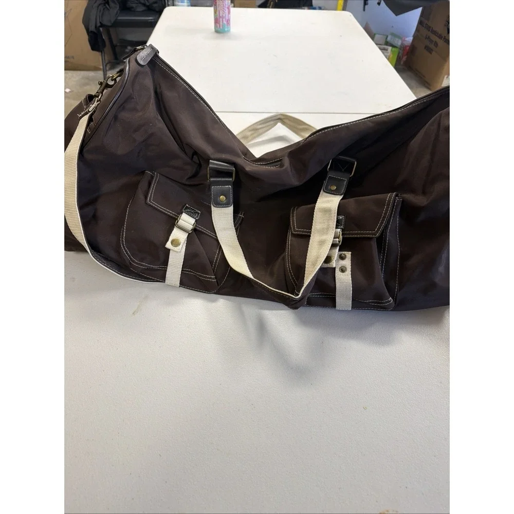 unbranded Large Brown Duffle Bag Gym Pockets Foldable!